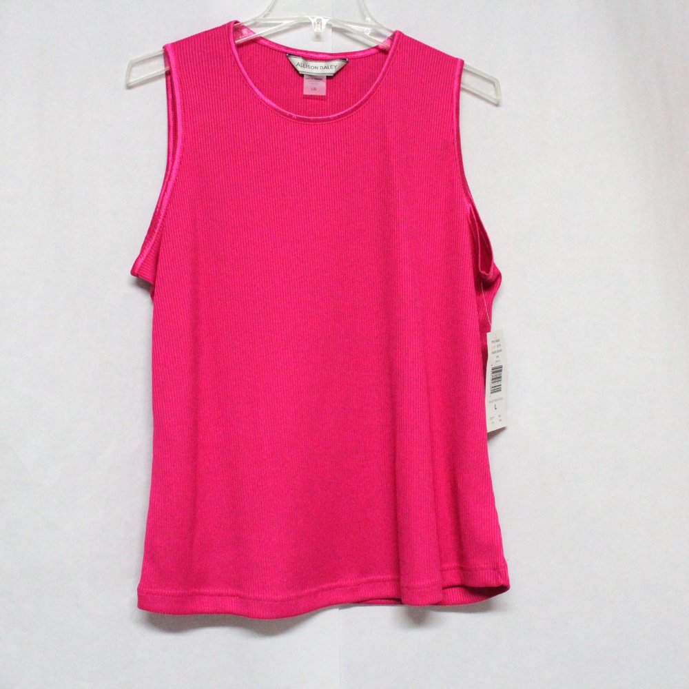NWT Women's Large Allison Daley Bright Pink Sleeveless Ribbed Top
